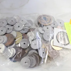 BAG OF VARIOUS ESTATE TOKENS, TRADES DOLLAR ETC.