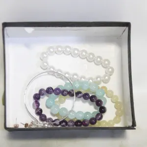 5 BRACELETS (1 MICKEY) & CROSS EARRINGS