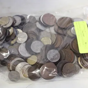 2.5 POUNDS OF VARIOUS ESTATE WORLD COINS IN BAG
