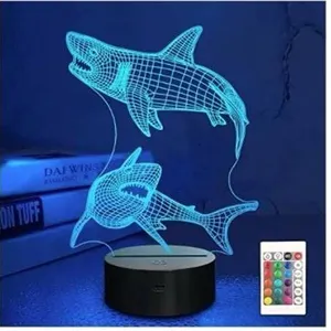 3D Illusion Shark Night Light Lamp
