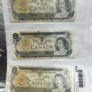 Lot of Three 1973 Canada $1 Banknotes