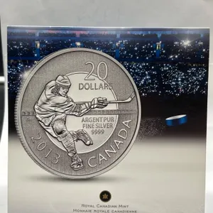 2013 Royal Canadian Mint $20 Fine .999 Silver Coin – Ice Hockey