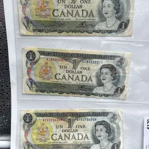 Lot of Three 1973 Canada $1 Banknotes