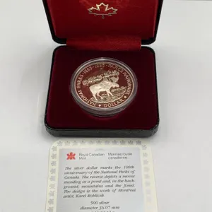 Canadian 1985 National Parks Centennial $1 Silver Coin