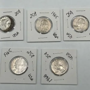 5 US Washington Quarters 1964-1968