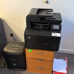 HP LASER JET PRO 200 COLOR MFP PRINTER, STAPLES PAPER SHREDDER AND SMALL 3 DRAWER