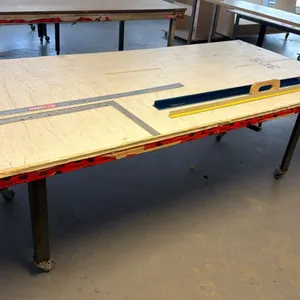 MOBILE WORK/CUTTING TABLE - APPROX. 96" X 48" X 33" HIGH, WITH RULERS