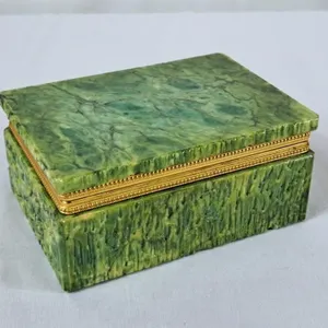 Vintage Green Alabaster Trinket Box