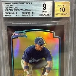 Rickie Weeks Autograph GRADED 9, 2003 Bowman