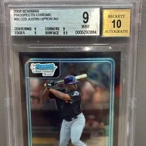 Justin Upton Autograph GRADED 9, 2006 Bowman