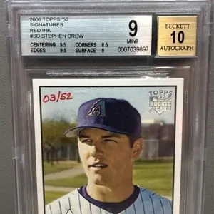 Stephen Drew Autograph GRADED 9, 2006 Topps