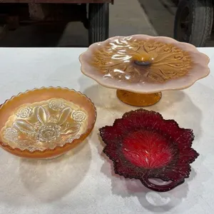 (1) Carnival Dish, (1) Red Leaf & (1) Platter
