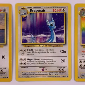 Pokémon Base Set Unlimited Dratini Dragonair Dragonite (3) Card Lot