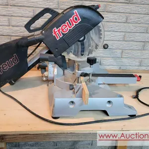 FREUD Sliding Compound Miter Saw. Plug it in ran it seems to run correctly cord has cut area that's been taped over always have a qualified electr