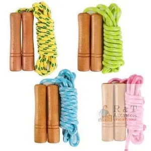 Suwimut 4 Pack Cotton Jump Rope, Wooden Handle Adjustable Cotton Braided Skipping Rope for Outdoor Activity, Exercise, Fitness Training (Blue, Pink, Y