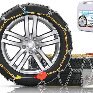 New [ HN90 ] Set of 2 Snow-Chains Auto Fixing 1 Min Quick Fit Easy Installation Tire-Chains, Portable Reusable Universal Emergency Tire Traction Chain