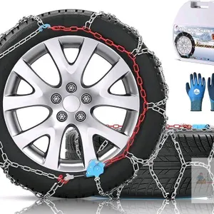 New [ XM90 ] Set of 2 Snow-Chains Auto Fixing 1 Min Quick Fit Easy Installation Tire-Chains, Portable Reusable Universal Emergency Tire Traction Chain