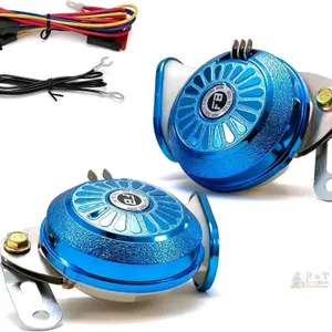 New Loud Car Horn Kit，3-Tone Train Horn with Different Sounds,130db High & Low Tone Truck Horns,12V Blue Fashion Dual Horns for Truck/Motorcycle/C