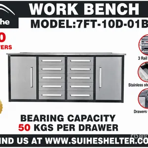2026 Suihe NWB-10DS-2-7 7 ft 10-Drawer Workbench (Unused)