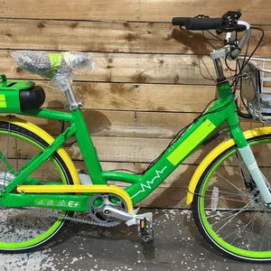 E-ASSISTED GREEN & YELLOW BICYCLE WITH KEY & CHARGER