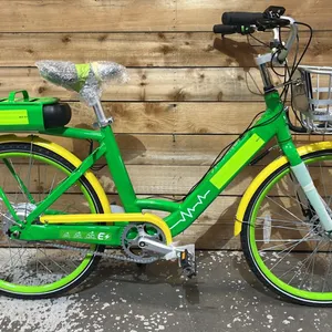 E-ASSISTED GREEN & YELLOW BICYCLE WITH KEY & CHARGER