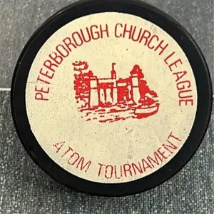Vintage ptbo church league Hockey puck