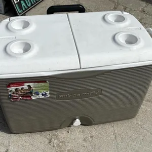 Rolling Picnic Cooler full of camping items