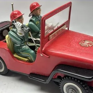 Vintage Japan Tin Battery Op Fire Jeep Toy
