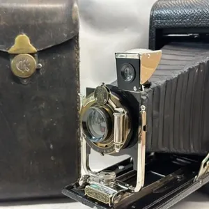 Antique Kodak Folding Bellows Camera & Leather Cas