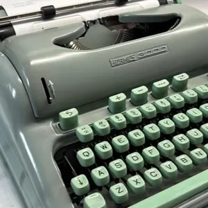 Vintage Portable Hermes 3000 Green Typewriter