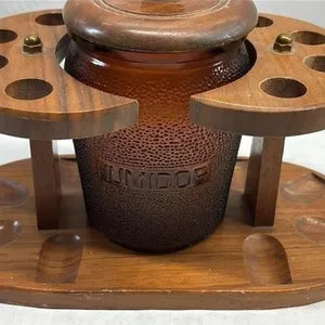 Vintage Amber Glass Humidor Pipe Stand