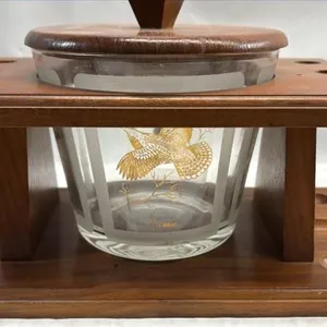 Vintage Large Size Humidor & Wood Pipe Stand