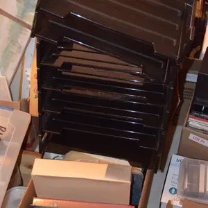 Box of Photo Albums, Picture Frame, 7 Stackable Shelving