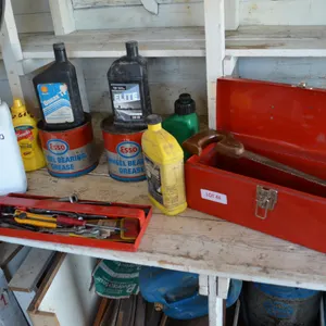 Mastercraft Toolbox includes small tools, Wheel Bearing Grease, Oil, Decanter Brake Fluid