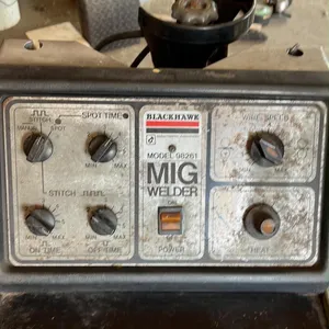 OFFSITE - Blackhawk Mig welder with tank and gauges ,believed to be in working condition. And Helmet. Model # 98261