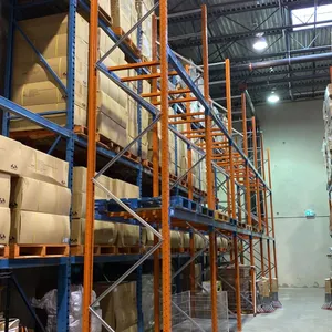 ORANGE/BLUE METAL PALLET RACKING 7-20' UPRIGHTS, 24- 8' SIDE RAILS & 48 CROSSBARS