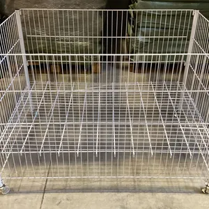 10 WHITE MOBILE METAL ADJUSTABLE RETAIL PRODUCT DISPLAY BINS