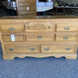 Oak 8 Drawer Lowboy Dresser
