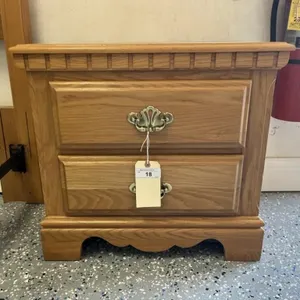 Oak 2 Drawer Nightstand