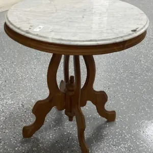 Marble Top Walnut Lamp Table