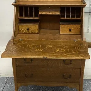 Oak 3 Drawer Secretary Desk