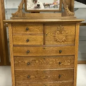 Antique Oak Wig Box Highboy