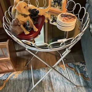 Mirror Top Table/Stand & items on it
