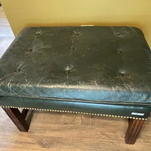 Leather Tufted Black Ottoman