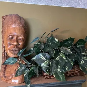 Very Ornate Wood Carving & Faux Plant