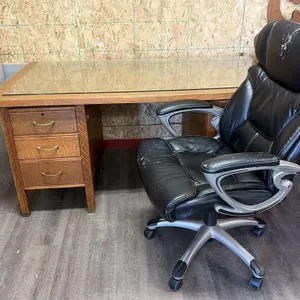 Wooden Desk With Glass top  and Chair - Needs to