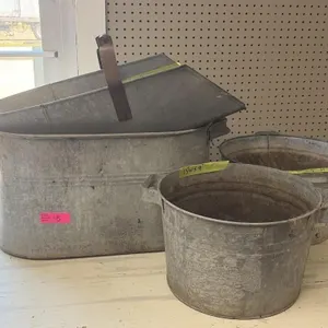 Galvanized Buckets and Grain Scoop