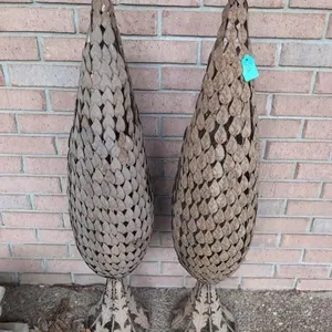 Pair Metal leaf finials 40in tall