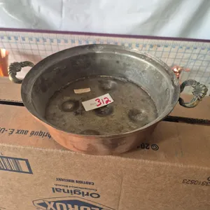 Vintage copper PAN with brass handles made in Turkey used for poaching eggs.