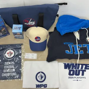 Winnipeg Jets Lot: XL Hoodie, New Hat, Morrissey, Conroe, Salomonsson Bobbleheads Banner and More